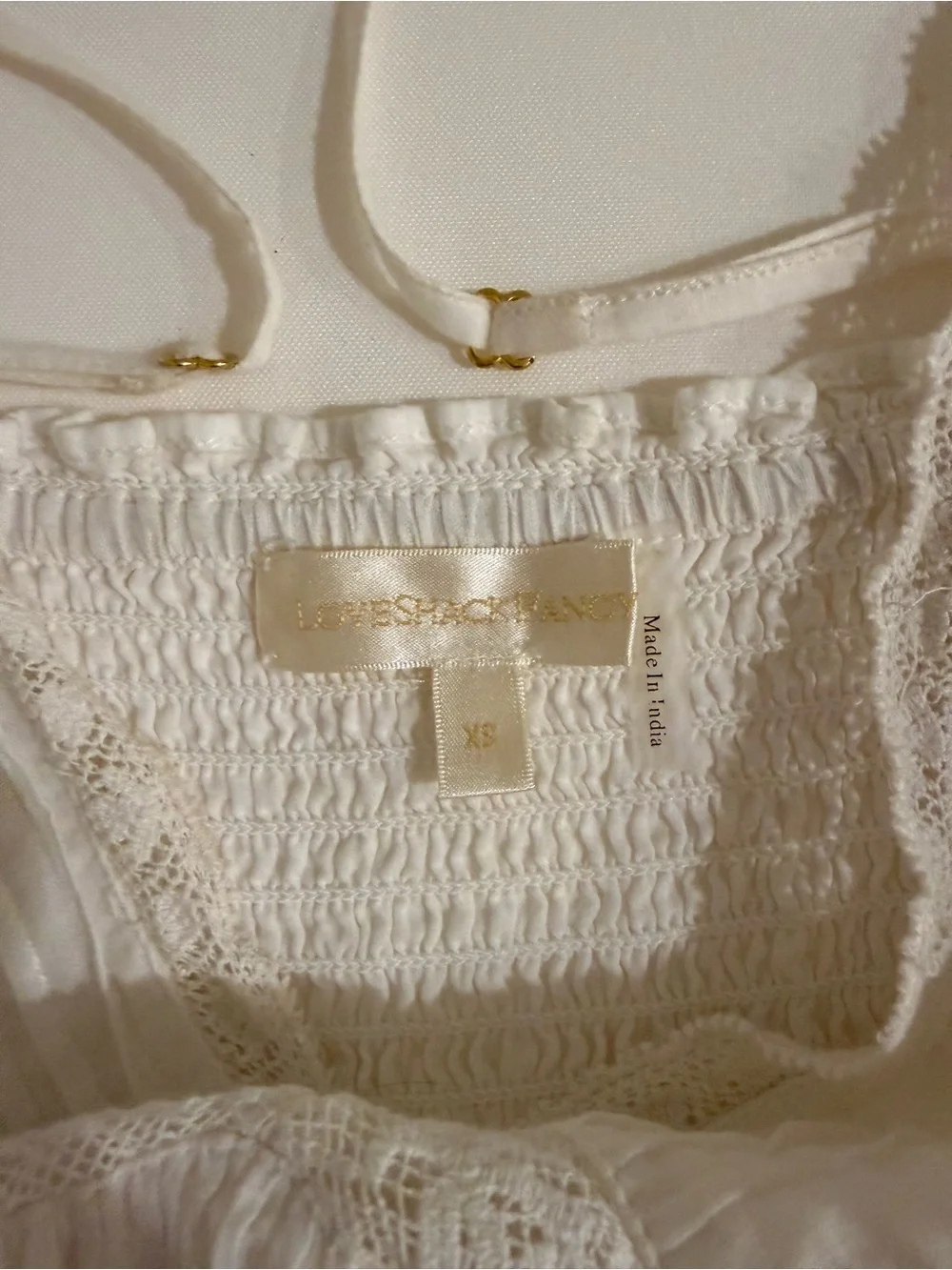 LoveShackFancy White Lace-Trim Mini Dress